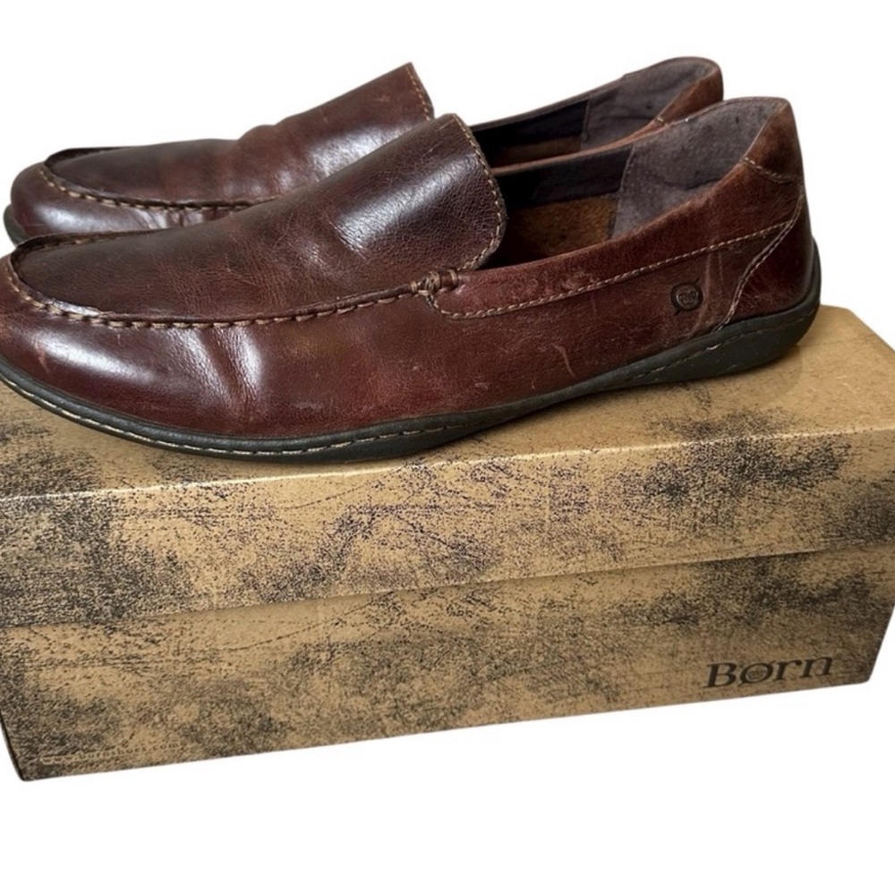Born Men's Rich Brown Leather Slip-Ons - Like New condition!!